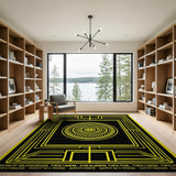 Bold Yellow Mandala Geometric Area Rug