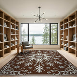 Ornate Brown Floral Medallion Area Rug