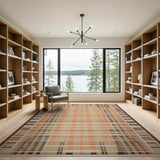 Orange Orange Geometric Striped Woven Area Rug
