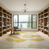 Beige Gold Abstract Wave Area Rug