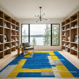 Modern Blue Yellow Geometric Abstract Area Rug