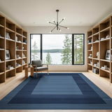 Blue Ombre Framed Geometric Area Rug