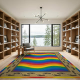 Rainbow Wavy Footprint Area Rug