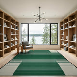 Bold Green and Cream Striped Area Rug