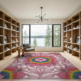 Pink Rainbow Floral Ballet Shoes Area Rug