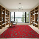 Red Fern Daisy Floral Area Rug
