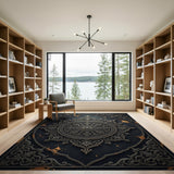 Ornate Silver Mandala Persian Rug