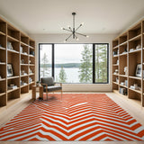 Vibrant Orange Zigzag Geometric Area Rug