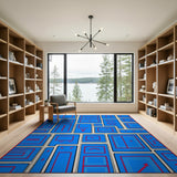 Dynamic Geometric Blue Area Rug