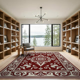 Elegant Red Traditional Persian Area Rug with Floral Motifs