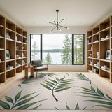 Green Palm Frond Boho Area Rug
