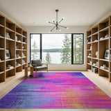 Vibrant Multi-Color Streaked Abstract Area Rug