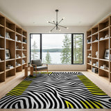 Bold Zebra Print Area Rug Black White Yellow