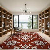 Ornate Red Damask Persian Area Rug