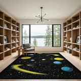 Retro Pixelated Cosmic Galaxy Area Rug