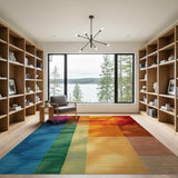 Vibrant Multi-Color Geometric Block Area Rug