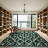 Geometric Modern Emerald Green Geometric Trellis Area Rug