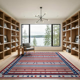 Geometric Modern Patriotic Stars and Stripes Area Rug