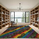 Rainbow Footprint Trail Washable Area Rug