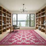Pink Pink Floral Persian Area Rug