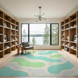 Teal and Green Organic Abstract Area Rug