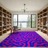 Multi-color and Patterns Vibrant Pink Blue Swirl Abstract Area Rug