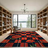 Red Poppy Plaid Area Rug