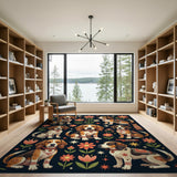 Heritage Tribal Beagle Puppies Floral Rug
