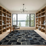 Grey Modern Grey Hexagon Geometric Area Rug