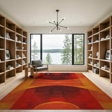 Fiery Red Geometric Abstract Area Rug