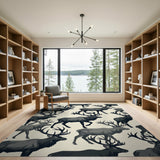 Majestic Elk Silhouette Repeat Area Rug