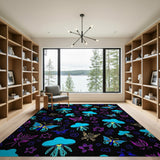 Psychedelic Neon Mushroom Butterfly Leaf Rug