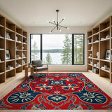 Traditional Persian Bold Red Persian Floral Area Rug