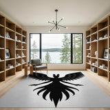 Winged Bunny Angel Black Silhouette Area Rug
