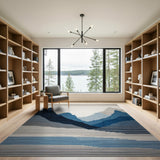 Blue Layered Mountains Geometric Area Rug