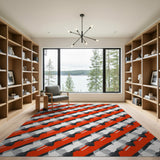 Bold Red Diagonal Geometric Area Rug