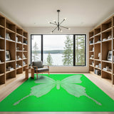 Lime Green Pixelated Butterfly Area Rug