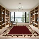 Red Greek Key Border Area Rug