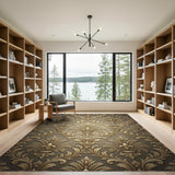 Gold Fleur-de-Lis Damask Area Rug