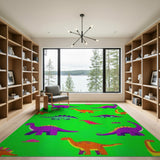Kids Cartoon Playful Cartoon Dinosaur Kids Area Rug