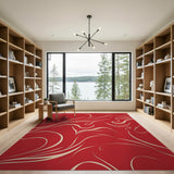 Red Red Swirl Abstract Area Rug