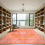 Pink Orange Distressed Vintage Area Rug