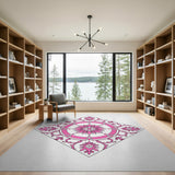 Pink Exquisite Pink Floral Mandala Area Rug