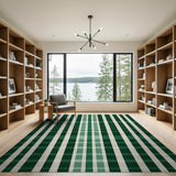 Geometric Modern Green Green Plaid Checkered Area Rug