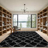 Black and White Black White Chain Link Geometric Area Rug