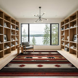 Southwestern Black Bear Red Stripe Area Rug