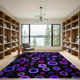 Vibrant Pink Blue Geometric Star Area Rug