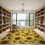 Vibrant Sunflower Field Yellow Area Rug