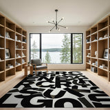 Brutal Enforce Geometric Black White Area Rug