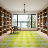 Sunny Yellow Daisy Checkered Area Rug